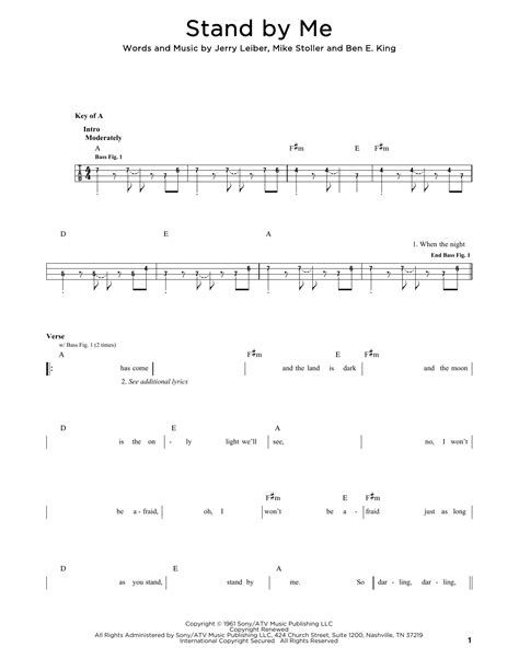Stand By Me By Ben E King Easy Bass Tab Guitar Instructor