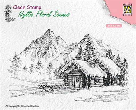 Nellies Choice Clear Stamps Idyllic Floral Scenes Landscape With Cottage