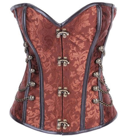 Gothic Steampunk Corsets Womens Lace Up Back Spiral Steel Boned Waist