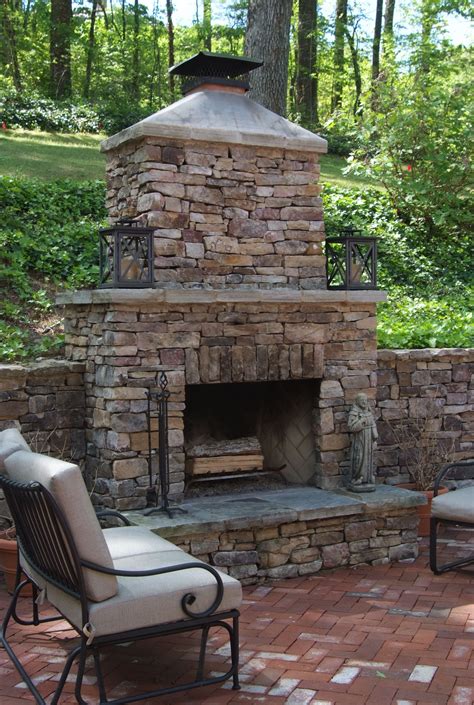 Outdoor Stone Fireplace Warming Up Exterior Space Traba Outdoor