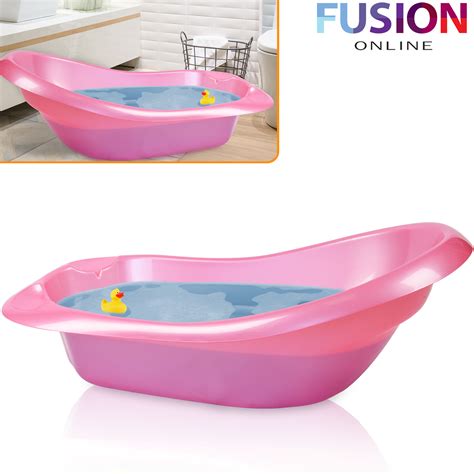 Nuby baby bath tub with built in seat and soft headrest. Large Baby Bath Tub Plastic Bathing Babies Washing New ...