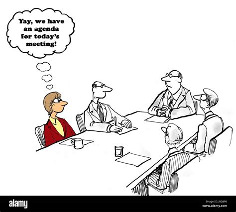 Business Cartoon About A Team Leader Who Finally Has A Meeting Stock