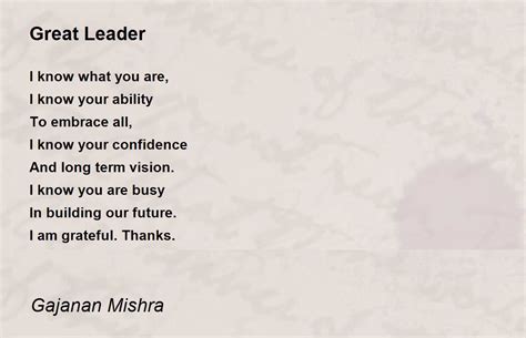 Great Leader Great Leader Poem By Gajanan Mishra