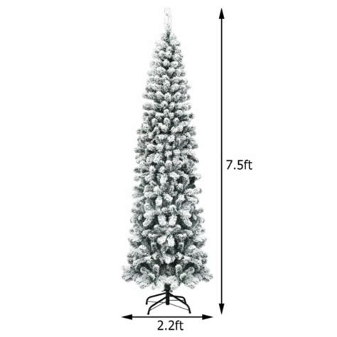 75ft Pre Lit Pencil Snow Flocked Pencil Christmas Tree Holiday