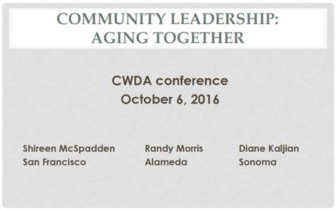 Community Leadership Aging Together County Welfare Directors