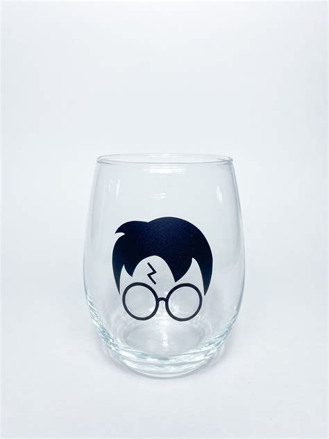 Harry Potter Face Stemless Wine Glass Nerd Wine Glass Etsy Stemless Wine Glass Harry Potter