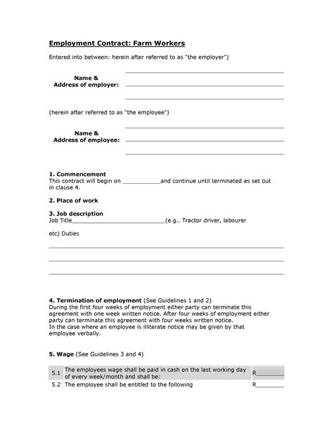 Wage Agreement Template