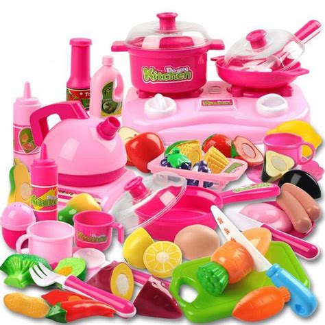 42 Piece Kitchen Cooking Set Fruit Vegetable Tea Playset Toy For Kids