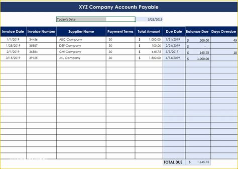 Free Printable Accounts Payable Sheets