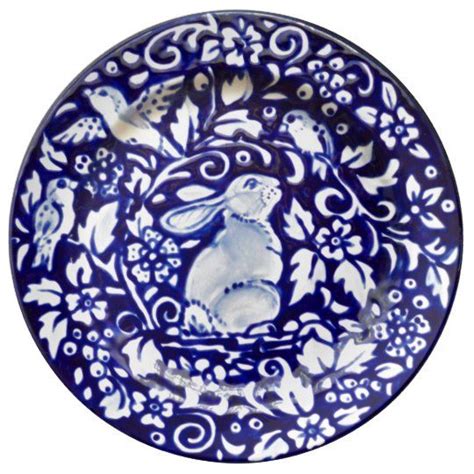 Blue And White Rabbit Floral Pretty Porcelain Plate Zazzle Blue And