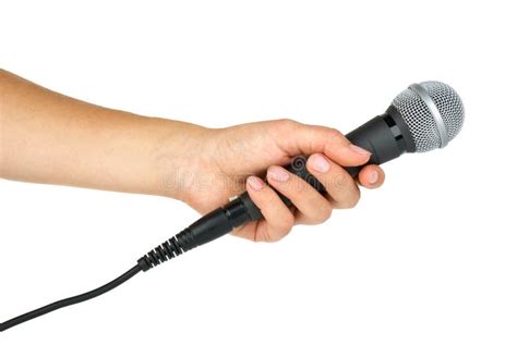 Hand Holding Microphone Stock Image Image Of Cord Device 15808867