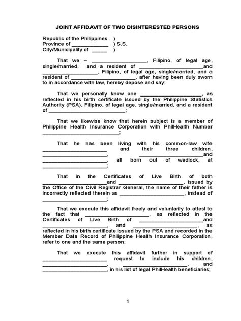 Sample Joint Affidavit Of Two Disinterested Persons Pdf Affidavit