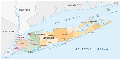 Long Island Administrative And Political Vector Map Stock Illustration
