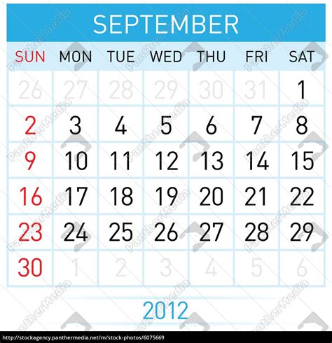September Kalender Stockfoto 6075669 Bildagentur Panthermedia