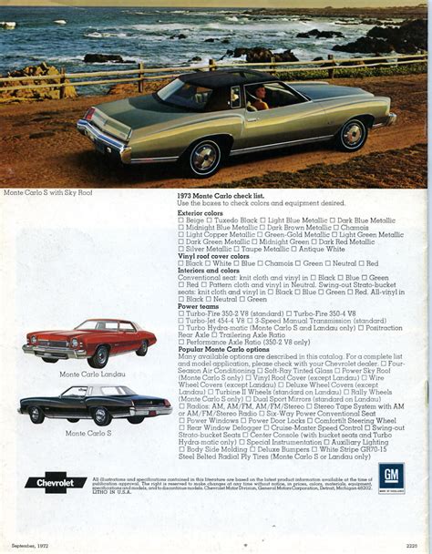 1973 Chevrolet Monte Carlo Brochure 73chevy 12