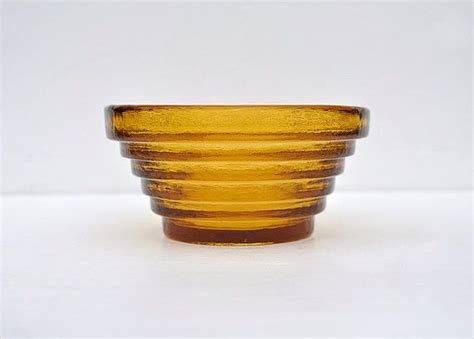 Blenko Step Bowl Topaz 9608s Trey Gott By Voilavintagemarket Bowl Designs Amber Glass Vintage