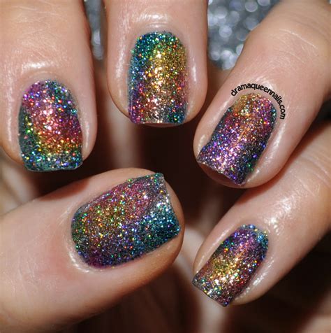 Drama Queen Nails Rainbow Sparkle Nails With Fun Lacquer