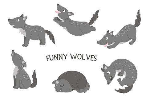 Premium Vector Collection Of Wolves In Different Poses