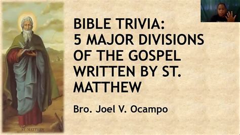 MAJOR DIVISIONS OF THE GOSPEL WRITTEN BY ST. MATTHEW - YouTube