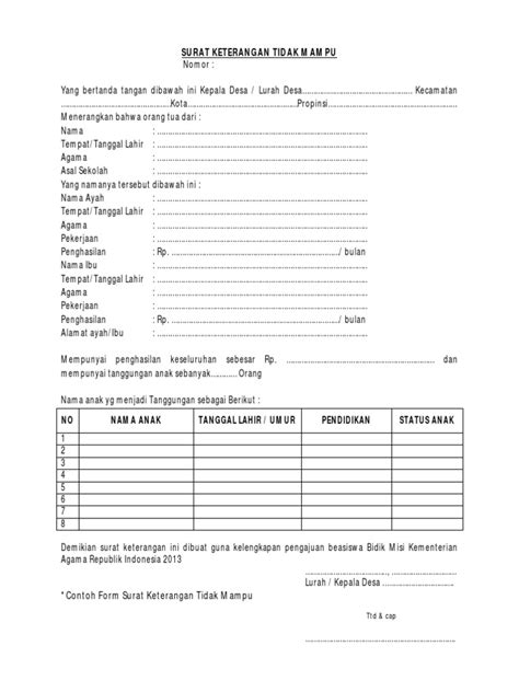 Surat keterangan menikah dari ketua rt dapat digunakan sebagai pengantar ke kelurahan. SURAT KETERANGAN TIDAK MAMPU.pdf
