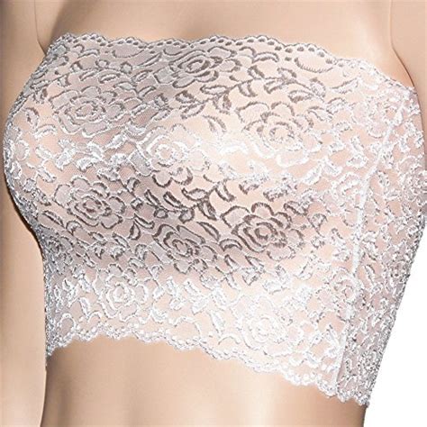 women s plus size floral lace unlined stretchy strapless see through bandeau tube top buy