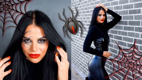 Black Widow Spider Halloween Costume Spike Lash And Makeup Tutorial