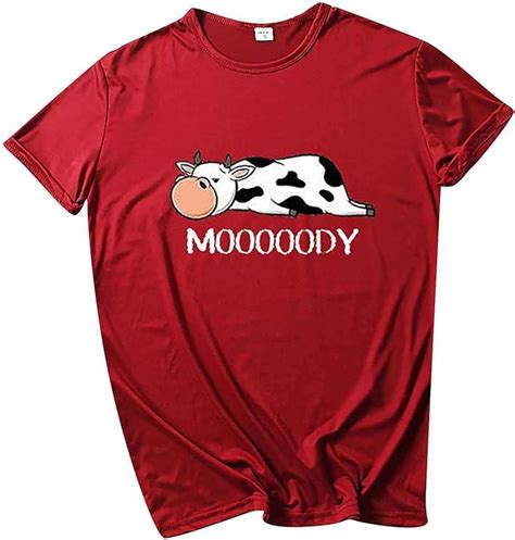 Womens Mooooody Cow T Shirt Short Sleeve O Neck Summer T Shirt Casual