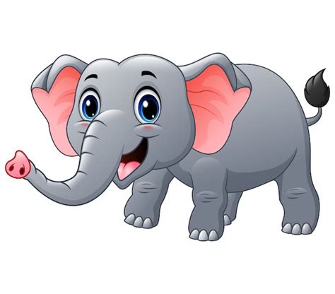 Dibujos Animados Feliz Elefante Sobre Un Blanco Vector Premium