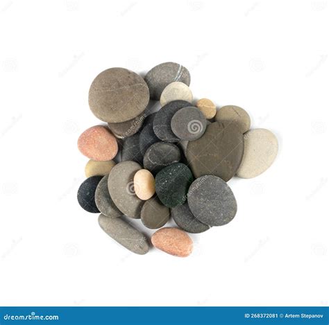 Sea Pebbles Isolated Flat Round Stones Gray Circle Rock Pieces Sea