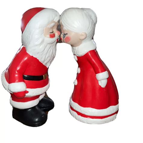 vintage kissing santa mrs claus plaster chalkware figurines christmas 8 inches 59 00 picclick