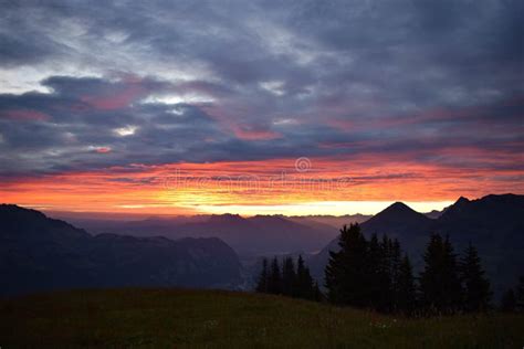 Sunset Over The Swiss Alps Stock Image Image Of Covered 104416219