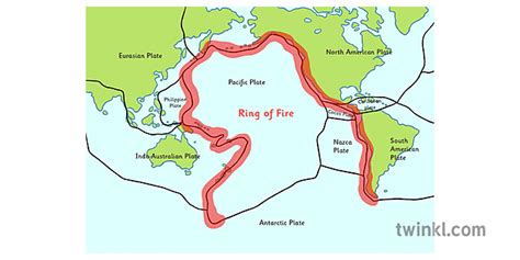Ring Of Fire Map Illustration Twinkl