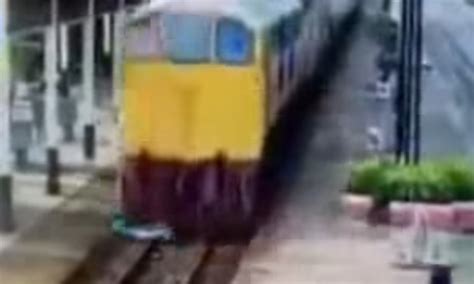 Horrifying Footage Shows Man Sliced In Half As Train Runs Over Him