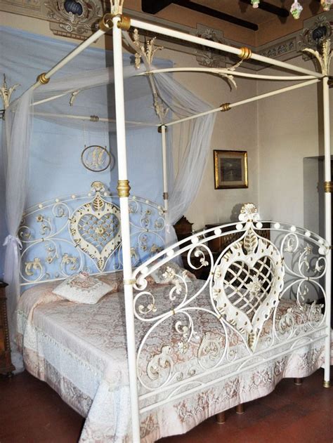 Wrought Iron Beds With Canopy Beautifully Detailed White Wrought Iron