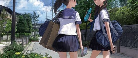 2560x1080 Anime Girl Going School In Uniform 2560x1080 Resolution Hd 4k