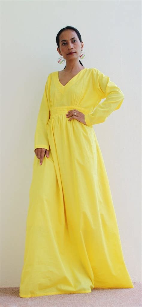 Maxi Dress Yellow Long Sleeve Dress Feel Good By Nuichan