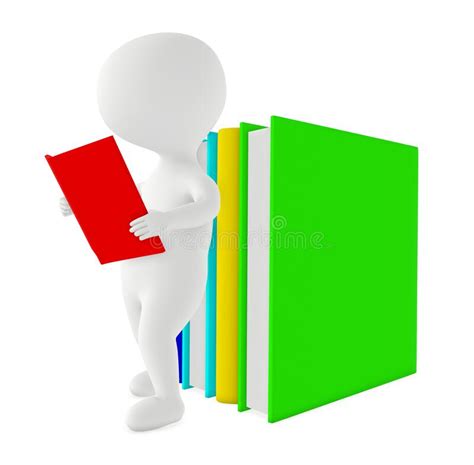 3d Person Sit Pile Books Reading Book Stock Illustrations 50 3d