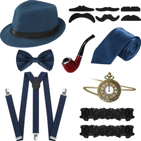 Feoya Mens 1920s Gatsby Gangster Costume Accessories Fancy Dress Sets