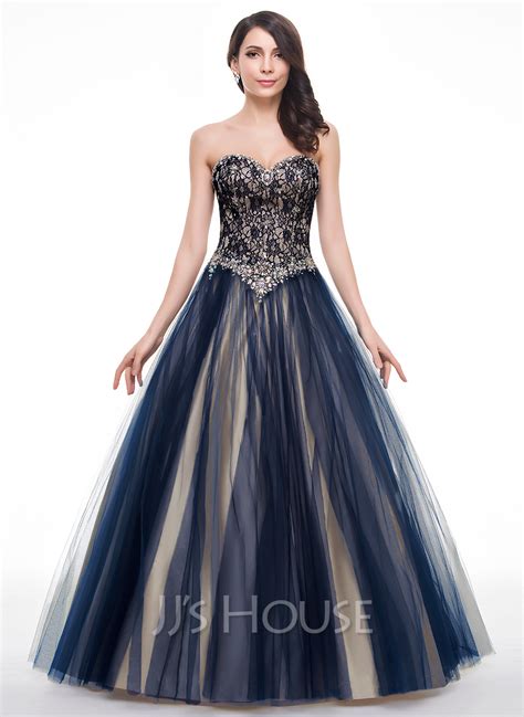 Ball Gownprincess Sweetheart Floor Length Tulle Lace Prom Dresses With