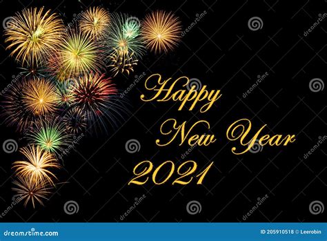 Fireworks Display For Happy New Year 2021 Wishes Stock Photo Image Of