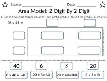 Area model common core aligned lesson plan: Two Digit By Two Digit Multiplication with Arrays and Area Models