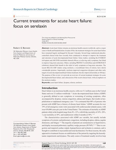 Pdf Current Treatments For Acute Heart Failure Focus On Serelaxin