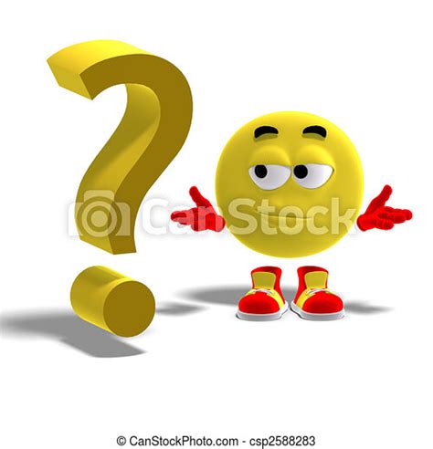 Cool And Funny Emoticon Has A Question Mark D Rendering Of A Cool And