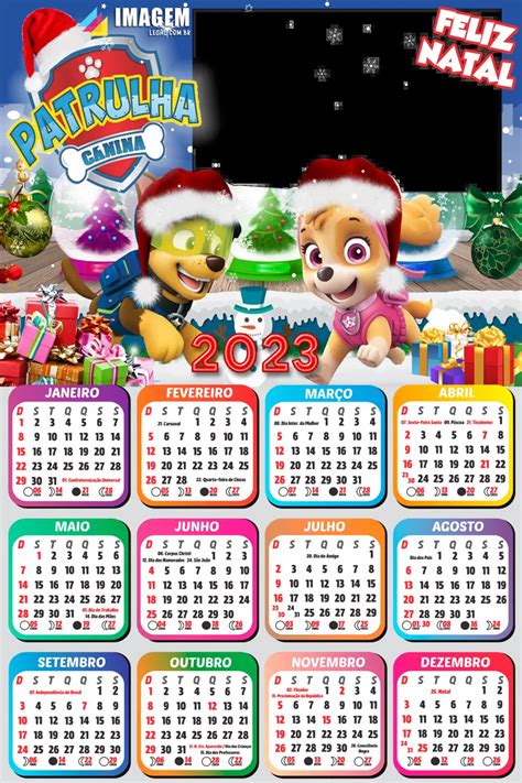 Moldura Png Calendário 2023 Feliz Natal Patrulha Canina Imagem Legal