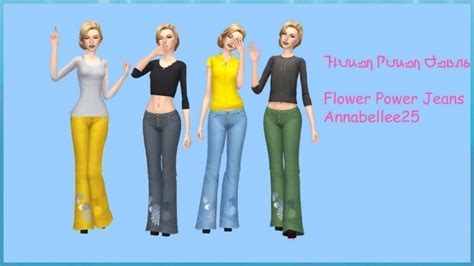 Maxis Match Flower Power Jeans By Annabellee25 Sims 4 Female Clothes
