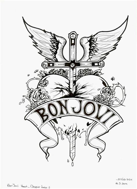 Bon Jovi Heart And Dagger Logo Black And White By Aviyas6 On Deviantart