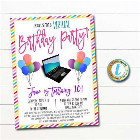 10 Elegant A Virtual Birthday Party Invitation Template Pretty
