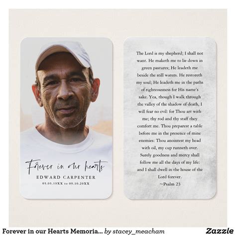Forever In Our Hearts Memorial Funeral Card Zazzle Funeral Cards