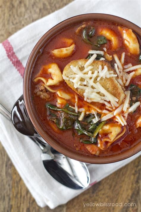 Tortellini Soup With Italian Sausage Spinach Yellowblissroad Com
