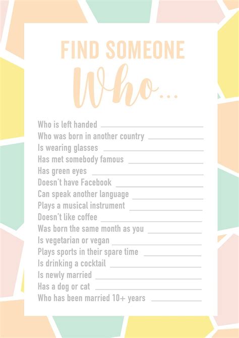 A Printable Find Someone Who Game With The Words Find Someone Who